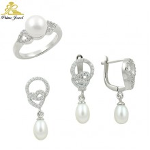 Gümüş zirkon taşlı set ( İnci)